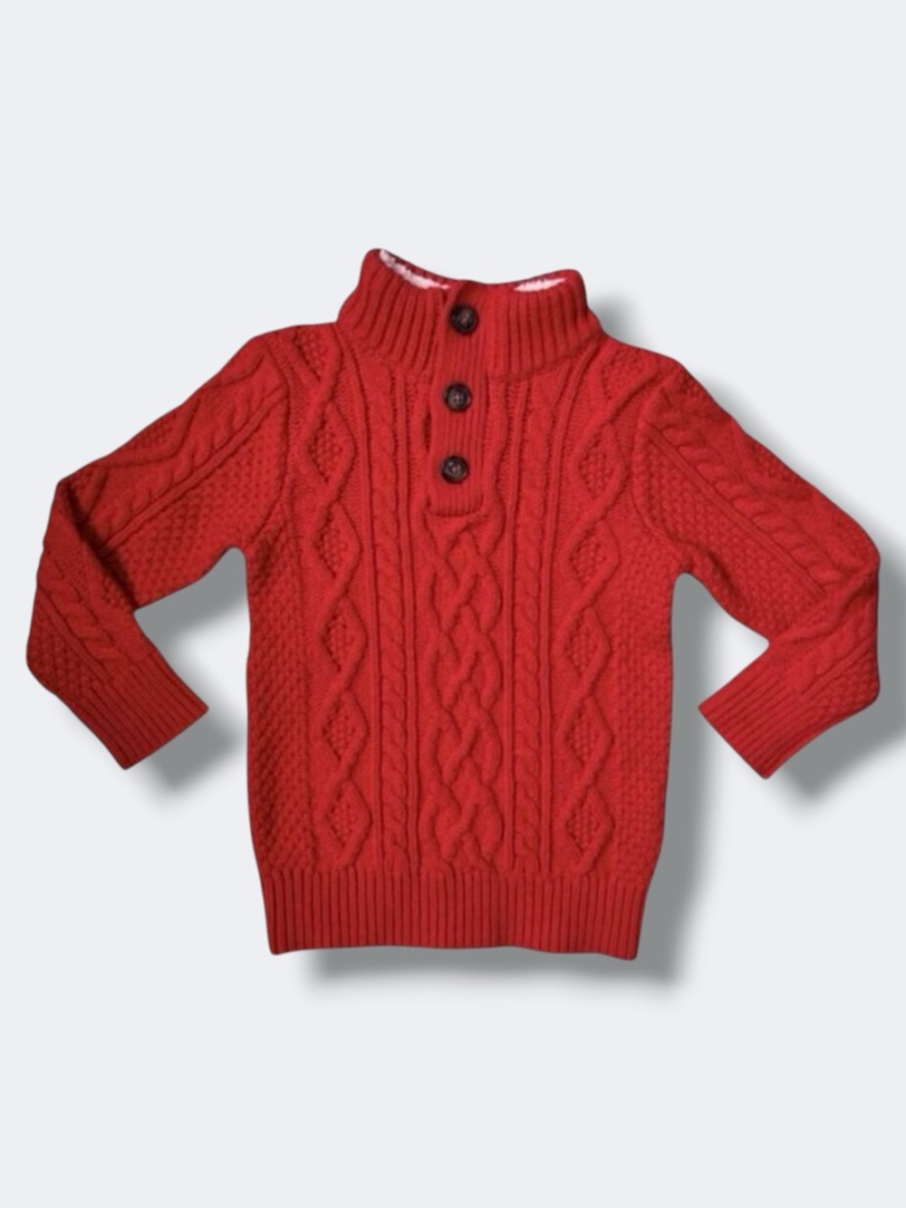 GAP Sweater Boys 4 Red Cable Knit Mock Neck Cotton Pullover Fleece Collar Fall